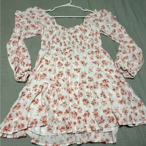 Altar'd State Floral Long Sleeve Dress - White and Pink